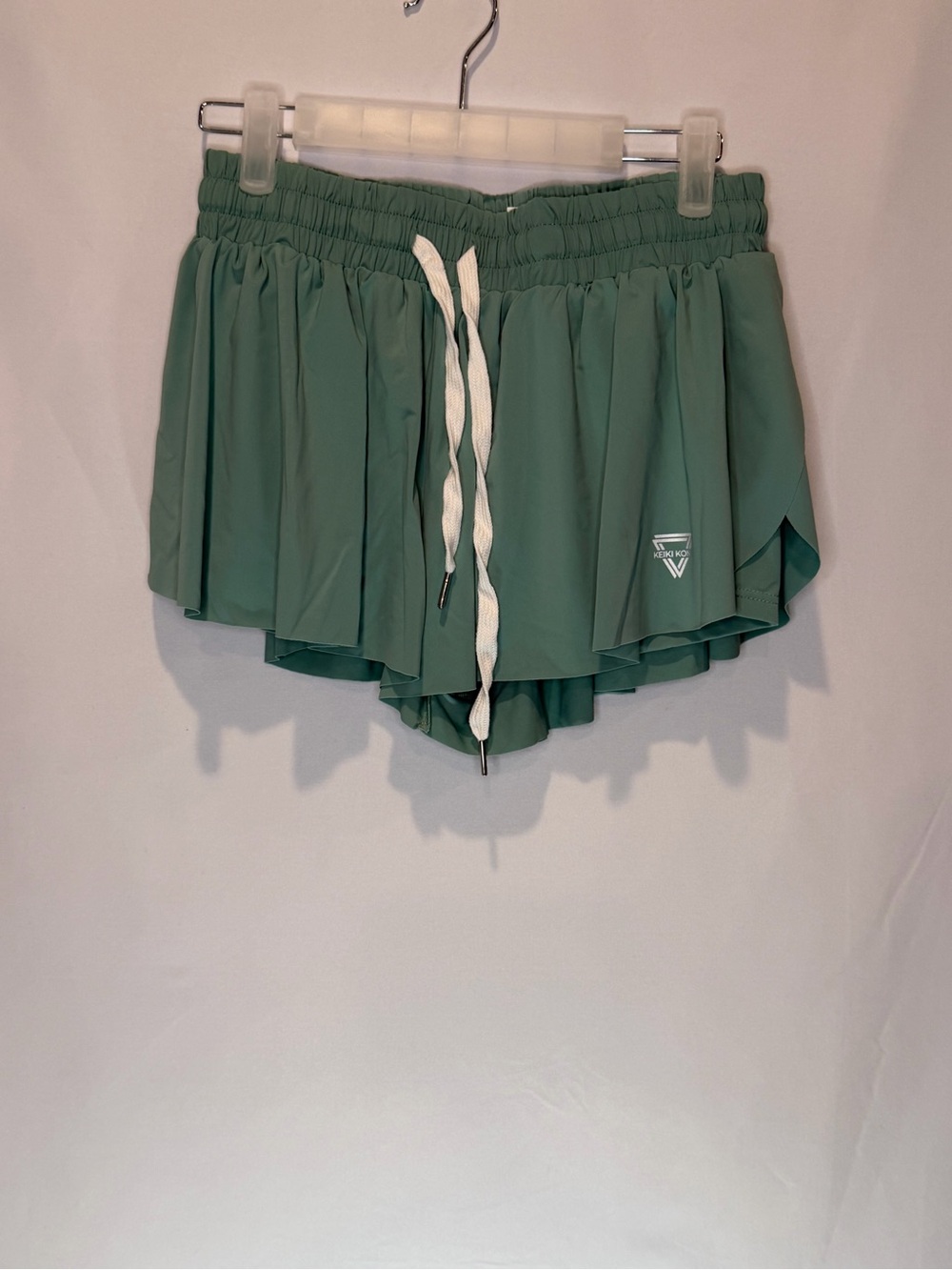 Pleated Athletic Skort with Drawcord in Sage Green